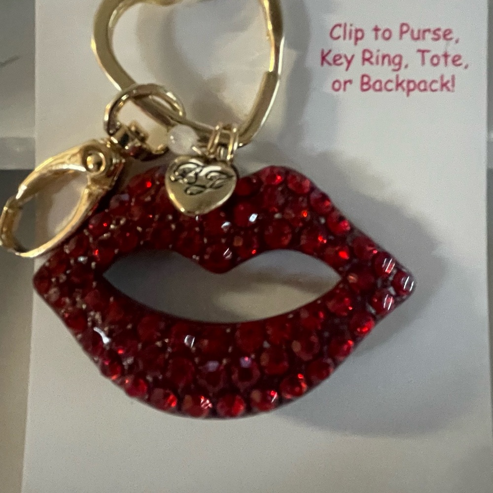 BETSEY JOHNSON- Crystal Lip purse charm or keychain